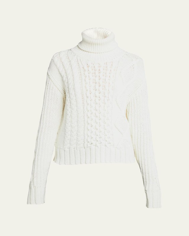 Cable-Knit Wool Turtleneck Sweater